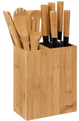 5 five simply smart 5five - bloc 5 couteaux et 5 ustensiles manche bambou