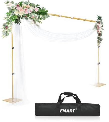 EMART Kraftigt bakgrundsstativ 2 x 3 m (HxB) justerbart bakgrundsstödsystemkit med stålbas för fotografi, fotobakgrundsstativ för fester, födelsedag, videostudio – guld