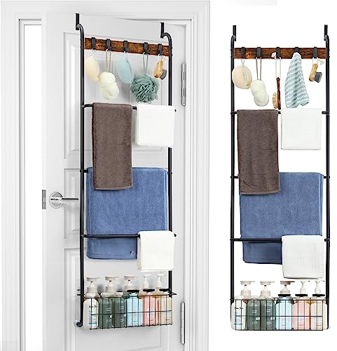 Porte-Serviettes à 5 Niveaux pour Suspension de Porte de Salle de Bain, Porte-Serviettes arrière de Porte de Salle de Bain, Support de Couverture de Porte pour vêtements, débarbouillettes,