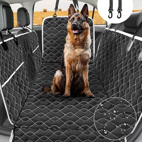 ARTAND Hundedecke Rückbank, Hundesitz Auto Rückbank Eingedickt, wasserdichte Hundedecke, Hund Auto Kratzschutz und rutschfest(Hundepfotenabdrücke Sichtfenster)