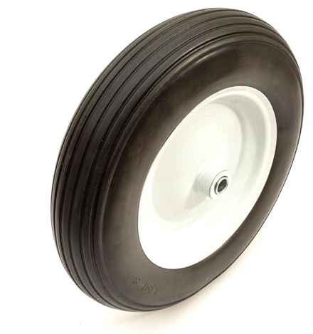 Wheelbarrow 3.50-8 Metal Wheel & 14 Inch PU Solid Tyre Flat Free 16mm Bore Bearings 90mm Hub Barrow Cart Trolley Puncture Proof 350-8