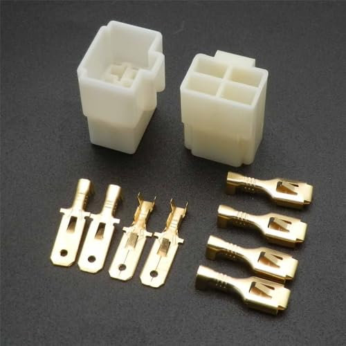 4Pcs Electrical Multi Plug Connector Terminal Block Kit - 6.3mm 6 Way Pin Socket Male&Female for Motorcycle, Bike, Car, Boats