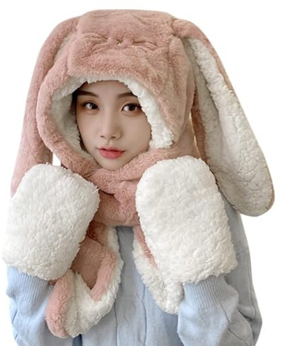 3-In 1 Winter Damen Mütze Schal Damen Kapuzenschal Mütze Warme Mütze Handschuhe Schal Set Damen Mütze Mit Schal Schal Und Mütze Damen Set Mütze Mit Integriertem Schal