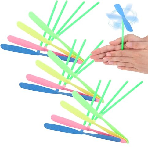 JSMTKJ 50 Stücke Libelle Kunststoff, Fliegen Spielzeug, Plastik Hubschrauber Drehung Propeller für Kinder Im Freien Terrasse Garten Geschenk
