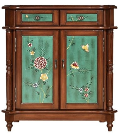EINES Sideboard-Buffetschrank Veranda Schuhschrank Pastoral bemalt Retro alte Möbel Wohnzimmer Aufbewahrungsschublade handbemalt Sideboard Küchenbuffet-Aufbewahrungsschrank