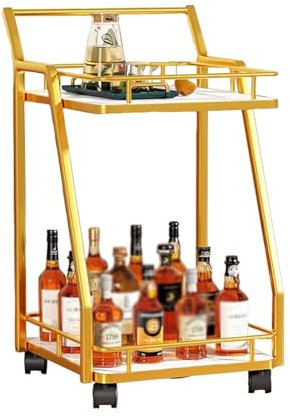 GOCHUSX Barwagen, Mobiler Küchenwagen, Aufbewahrungswagen Mit Griff Und 360° Drehbaren Rädern Für Zuhause, Büro, Küche, Bad Höhe 85 cm(2Tier)