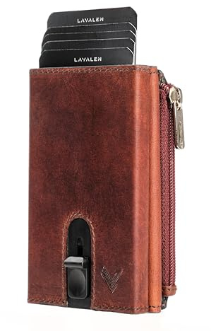 Lavalen Portafoglio Uomo Slim Pelle PopUp - Porta Carte di Credito Uomo Elegante - Portamonete Piccolo - Portacarte Ragazzo - Porta Tessere Tascabile – Mini Wallet - Idee Regalo Papá.