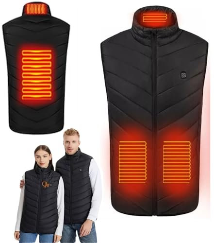 YZMXIY Heated Vests-Heated Warmer for Women/Men Heated Gilet, 3 Temperature Levels Heating Jacket, Electric Heated Waistcoat for Outdoors Hiking(No Battery) (UK, Alpha, XL, Regular, Regular, Black)