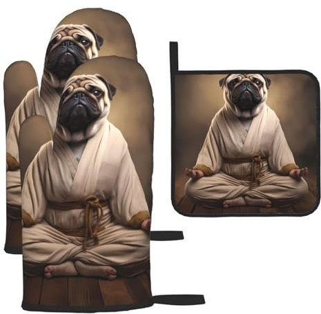 YYHHAOFA Lot de 3 gants de cuisine imperméables et durables pour four et manique pour isolation thermique Motif carlin
