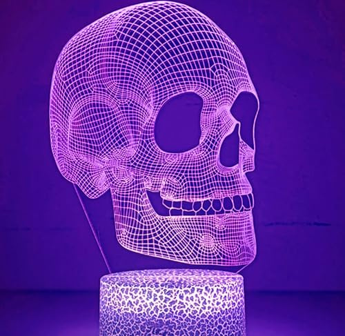 Jinson well 3D Schädel Lampe optische Illusion Nachtlicht, 7 Farbwechsel Touch Switch Tisch Schreibtisch Dekoration Lampen mit Acryl USB Kabel Spielzeug