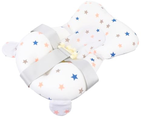 Babybadewannensitz für Neugeborene, Weiß, Baumwollstoff | Mesh und Polylon Partikel, für Badewanne und Badezeit, Komfortable Stütze