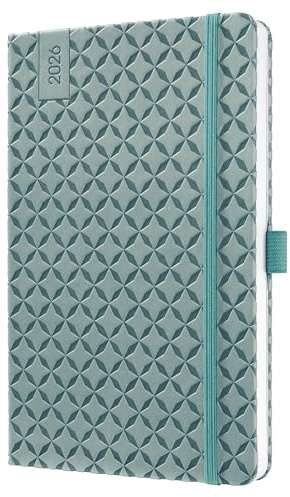 SIGEL J6133 Wochenkalender 2026 A5 mittelblau, Hardcover, Gummiband, Stiftschlaufe, Einstecktasche, 174 Seiten, Buchkalender, Terminplaner Taschenkalender Jolie