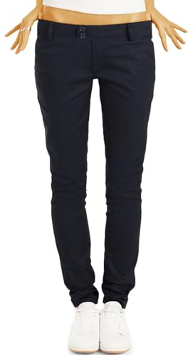 Generisch Chinos, Stoffhosen, röhrige hüftige Passform, mit Stretch - Damen - h15a-1 (DE/NL/SE/PL, Alphanumerisch, L, Regular, Regular, schwarz)