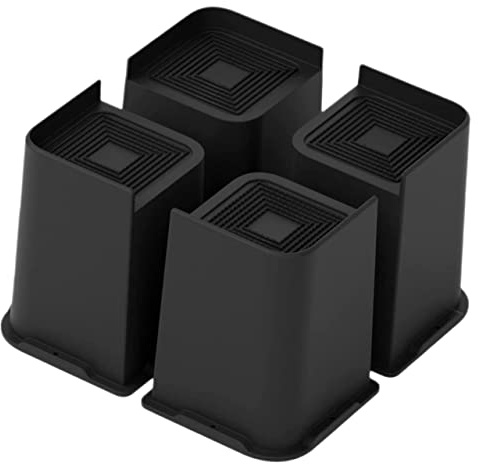 TOPBATHY 4pcs Black 6-inch L-shaped Bed Lifters Rubber Nonslip Base for Furniture, Couch, Desk, and Sofa Legs Heavy Duty Table Leg Risers and Bed Raisers Blocks for Home Use