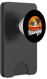 Retro Mauritius Beach Palm Tree Sunset Mauritian Pride PopSockets PopWallet for MagSafe