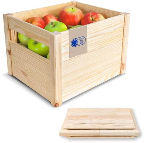 Creative Deco Cassetta Pieghevole in Legno | 34,5 x 29,5 x 23,5 cm | Montaggio Semplice - senza Attrezzi | Cassette Legno per Frutta, Verdura | Cassetta Portaoggetti, Giocattoli, Scatola Decorativa