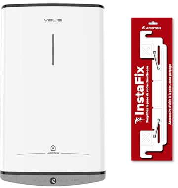 Ariston Velis Evo Dune 45L – Chauffe-Eau Extra Plat Multiposition – 15% d'Économie d'Énergie – Chauffe Rapide – INCLUS : Accessoire de Pose InstaFix