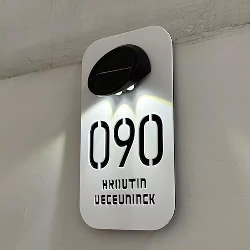 Letreros De Casa Modernos Personalizados Con Iluminación LED Solar, Placa De Número De Puerta Personalizada, Grabado En 3D, For Exteriores, Con Nombre De Calle, Número De Familia, Dirección De Puerta.