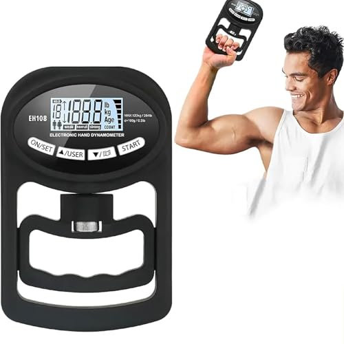 Dinamometro elettronico ricaricabile per la mano, 120 kg/265 libbre, attrezzo per la forza di presa con sensori di precisione e impugnatura regolabile, per uso domestico, sportivo, riabilitativo e cli