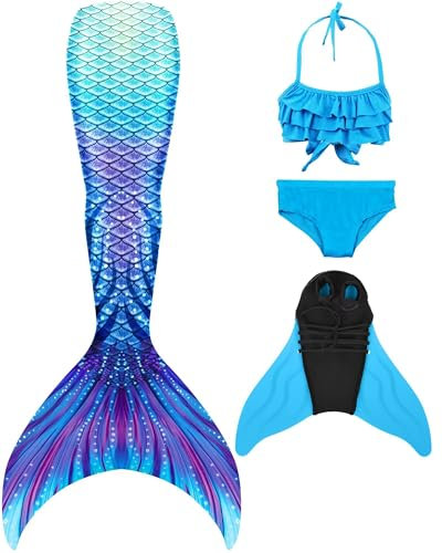 NAITOKE Marmaid Schwimmflosse für Schwimmtraining Mädchen, Kinder