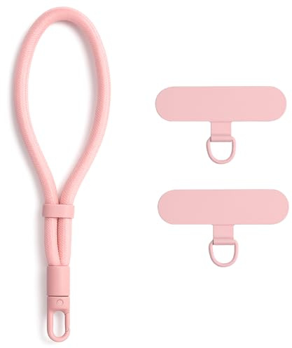 APOMOONS Cordino per Cellulare Universale con 2 Cuscinetti in Acciaio Inossidabile, Regolabile Laccio per Cellulare Corta, Girevole Laccetto per Fotocamera Chiave Custodia per Auricolari, Rosa