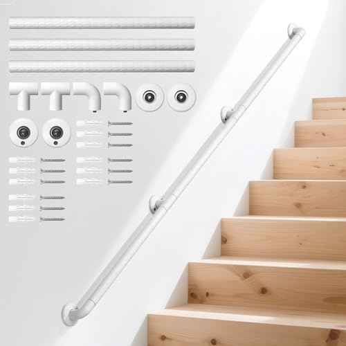 KiloSton 1,9 m Rutschfeste Treppengeländer – ABS & 304 Edelstahl, Sicherer & Komfortabler Treppensupport für Senioren, Kinder & Behinderte, Handlauf für Treppen