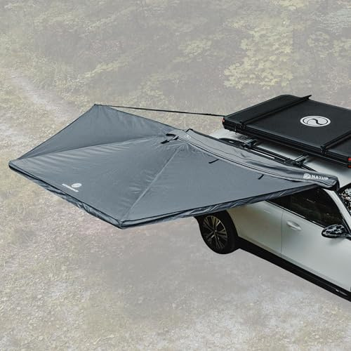 NATURBUMMLER Auto Markise Camping [180x300 cm] freitragende 180° Markise für Dachträger, Van & SUV – langlebiger Schutz für jedes Wetter – ideal für Reisen, Festival & Camper (Links)