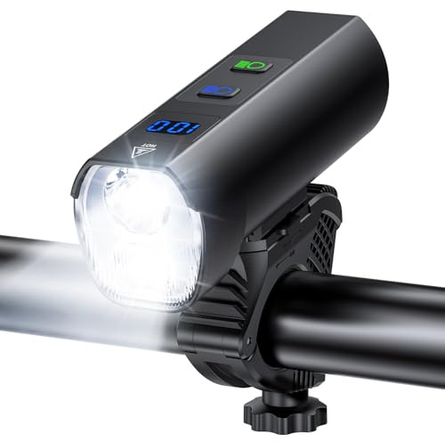 Super Bright LED Bike Light for Night Riding, Aluminum Alloy Bike Headlight USB Rechargeable, 5+5+3 Modes, 5000mAh Type-C Reverse Charging, Waterproof Bicycle Front Lights, 360° Rotatable Bracket