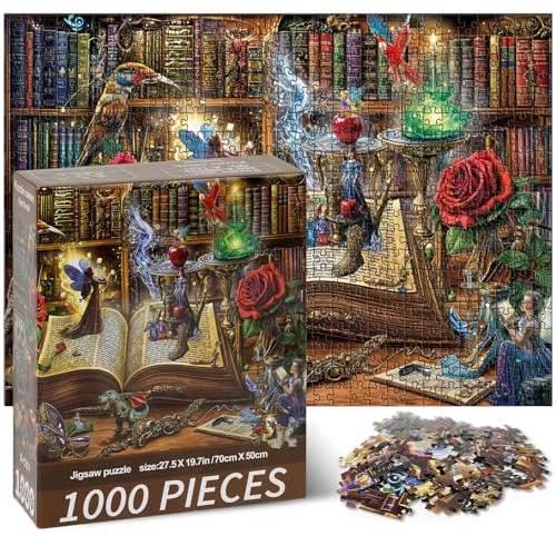 Vicloon Puzzle 1000 Pièces Adulte, Livre Magique Puzzle en Papier Jeux éducatif Défi Jouets Premium Plus Quality Personnalisé Cadeau pour Famille Adultes et Enfants à partir de 14 Ans