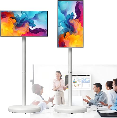 XDLYWUZIQ Smart TV Portátil De 24 Pulgadas con Ruedas, Televisor Fhd con Pantalla Táctil Y Pantalla Táctil | TV con Ruedas Inalámbrica | Batería Integrada 24inch-6+64G