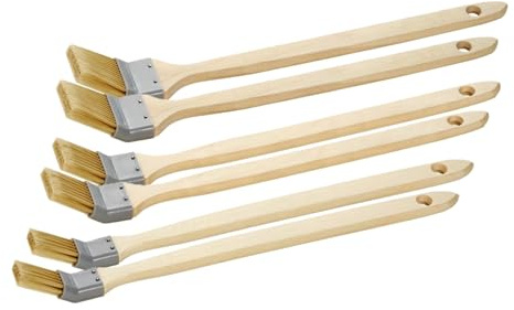ARLI Eckenpinsel Set 6 teilig Heizkörperpinsel Pinselset mit 2X 25 mm 2X 35 mm 2X 50 mm Breite Langer Holzgriff für schwer zugängliche Stellen Malerarbeiten innen und außen
