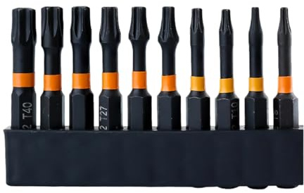 10 Piece T8 Allen Set Heavy Duty Black Finish Strong Magnet Retentions for Secure Fastening Multipurpose Steel Set