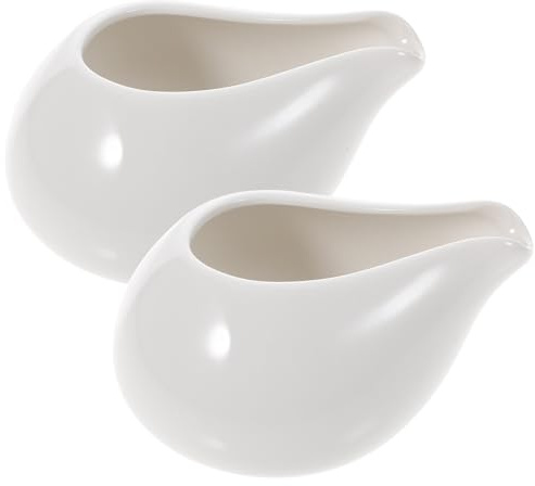 Healifty Salsera de Cerámica Blanca sin Mango 150 Ml, 2 Piezas, Vajilla Occidental para Servir Salsa y Aderezos, Recipiente Decorativo para Mesa de Comedor, Adecuado para Pascua y Navidad