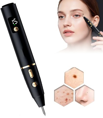 LISTaRSw Stylo pour éliminer Les Acrochordons(15 Niveaux) | Embouts Remplaçables Et écran LCD | élimination des Taches Rousseur, des Grains Beauté Et des Verrues | pour Les Lèvres