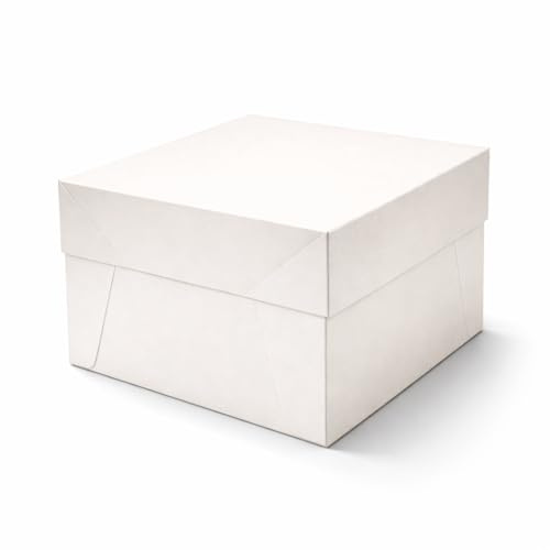 Azucren, Pack de 10 Cajas para Tartas Altas Blancas, Caja Pastel Alta de Cartón Resistente para Transporte y Presentación, Ideal para Bizcochos y Repostería Profesional,25,4 X 25,4 X 15,2 cm