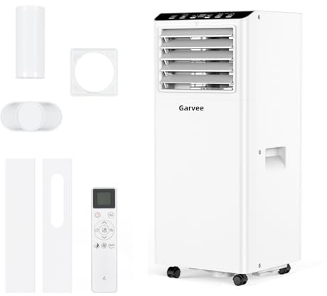 Garvee Condizionatore portatile 5-in-1 7000 BTU - Raffrescamento, Deumidificazione, Ventilazione 2 velocità, Modalità silenziosa & sleep, Timer 24h, Tubo scarico incluso - Per casa e ufficio fi