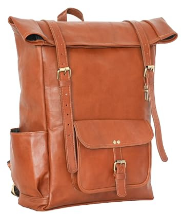 Jaald 58 Cm Sac À Dos D’Épauleen Cuir Pour Ordinateur Imperméabe Rucksack Daypack Voyage Cabine Grand Cadeau Homme Et Femme Leather Laptop Backpack