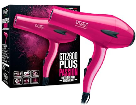 ID Italian Design - Asciugacapelli Professionale GTI 2600 Passion Plus Hair Dryer | Potenza 2400W - Motore AC di Alte Prestazioni - 2 Velocità e 3 Modalità di Calore - Colore Fucsia