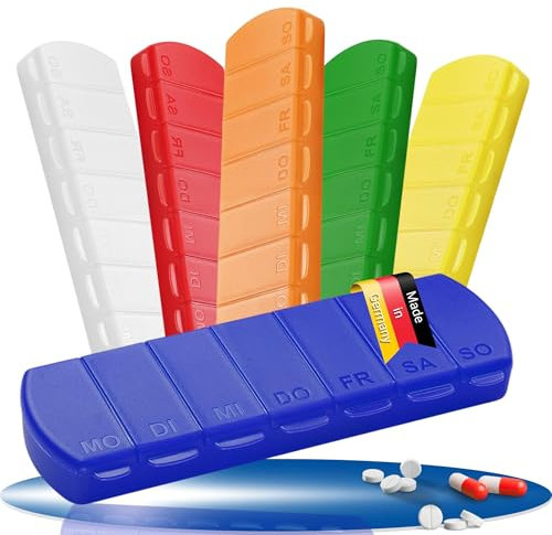 Aufbewahrungsdose 'Seven Days' - BPA-freie Tablettenbox 7 Tage - Medikamentenbox klein für Senioren - Pillendose mit 7 Fächern perfekt für Morgen, Mittags, Abends - Pill Box für die Woche (Blau)