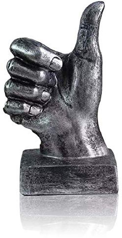 LEPENDOR Hand Skulptur Dekor Finger Statue Harz Schreibtisch Dekorationen für Zuhause & Büro - Silber, Daumen hoch Skulptur