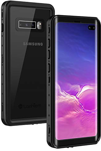 Lanhiem kompatibel mit Samsung Galaxy S10 Plus Hülle, IP68 Wasserdicht Handyhülle 360 Grad Schutzhülle, Stoßfest Staubdicht Outdoor Panzerhülle mit Eingebautem Displayschutz, Schwarz