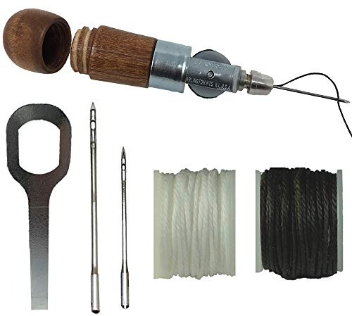 Stitch Repair Tool | Sewing Awl for Bounce Houses, Inflatables, Tarps, Leather, Thick Fabric, Shoes, Bags, Belt, Upholstery Repair Kit & Crafts Leather Stitching - MADE IN USA - PROFESSIONAL HEAVY DUT
