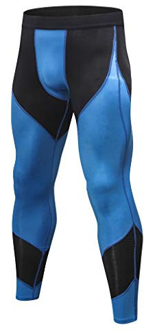 Yowablo Sport Leggings Herren Strumpfhose Laufhose Compression Tights Funktionswäsche Quick Dry Kompression Hose für Fitness Gym (L,2- Blau)