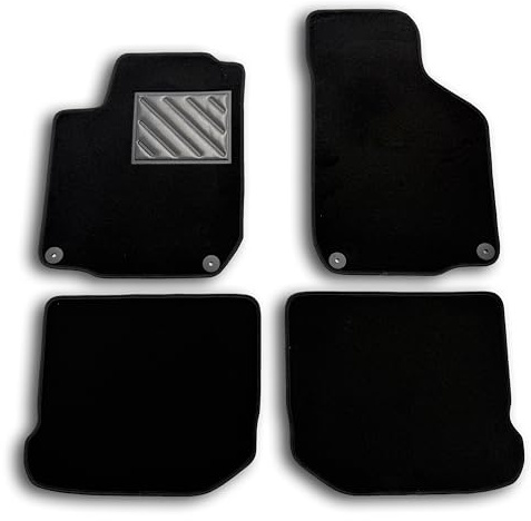 Fußmatten für VW Golf 4 von 1998 bis 2004, passgenau, rutschfest, verstärkter Absatzschoner aus Gummi, Ankerknöpfe, schwarz, Schwarz