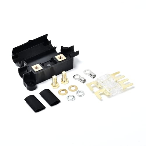 TopHomer Sicherungshalter 12V mit 2 Mini ANL Sicherungen 80A + 4mm Anschlüssen – Spritzwassergeschützt für Auto, LKW, Wohnmobil, Boot, Motorrad