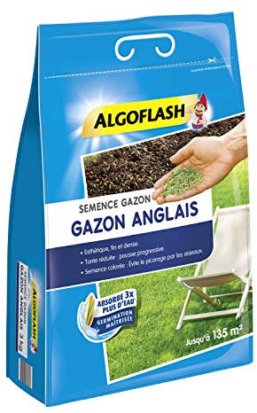 ALGOFLASH Semence Gazon Anglais, 3 Kg, Jusqu'à 135 m², SEMENG3