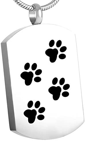 TNBKDSE Verschiedene Form PET ASH Keepsake Memorial URNEN SCHMUCK - SATINLOSER Stahl PFOTENDRUCK Herz/HUNDEMARKE/KREUZKREUZHALSKETTE