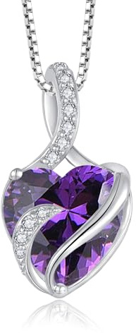 FJ Unendlichkeit Februar Geburtsstein Kette Damen 925 Sterling Silber Herz Amethyst Anhänger Halskette Schmuck Geschenke für Damen Frauen Mutter Freundin Mama