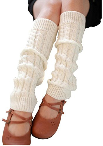 VASANA 1 Paar Damen Stricksocken Winter Thermo Warm Beinstulpen Häkeln Strick Lange Socken Stiefel Manschetten Topper Kniebandage Kniewärmer Kleidung Zubehör