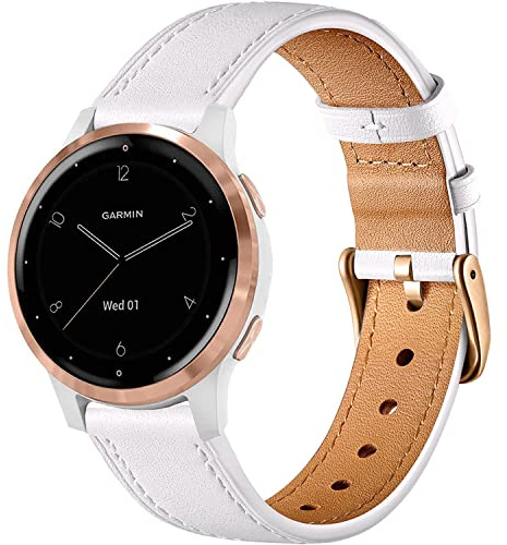Issinlky echtes Lederarmband kompatibel Garmin Vivoactive 4S/Venu 4 41mm/Venu 2S/3S/Vivomove 3S,18mm Armband für Fossil Damen Gen 6/5E/4/3